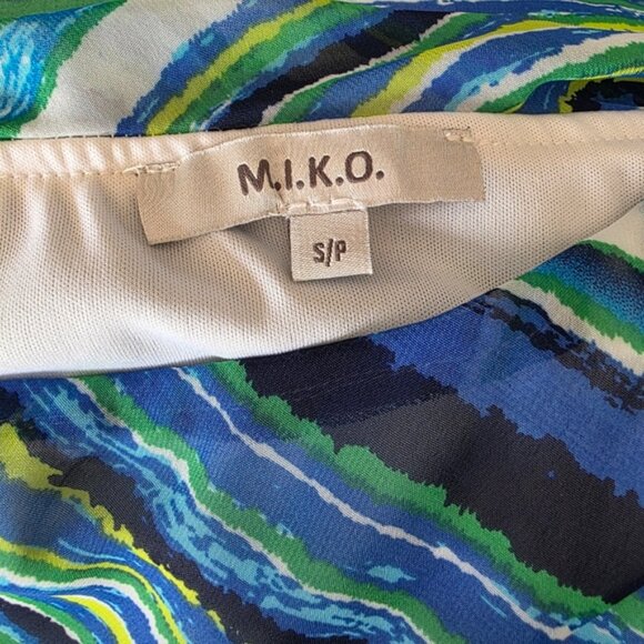 M I K O Flowy High Low Chiffon Summer Skirt Blue Stripe Small - Picture 8 of 10